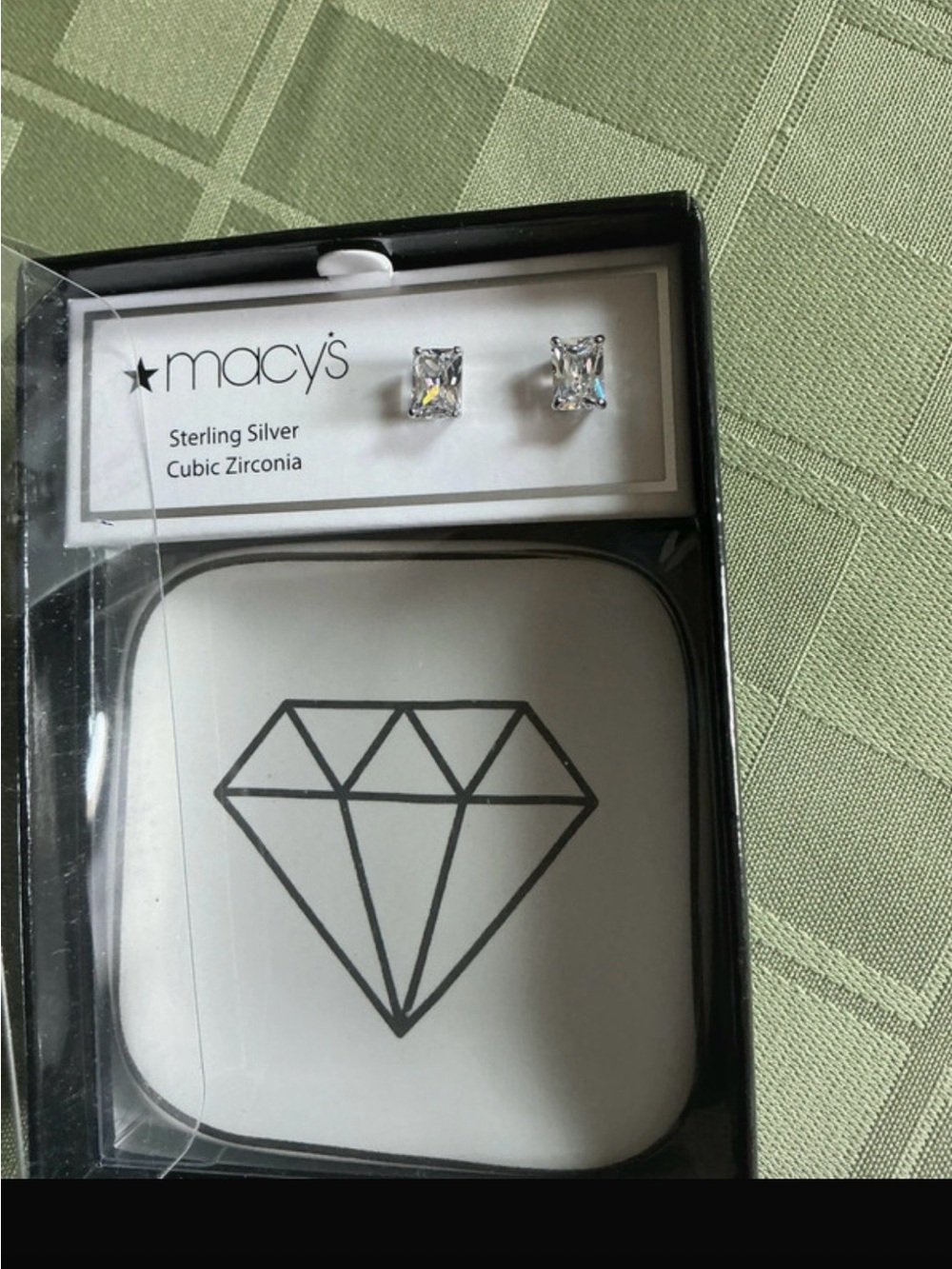 Macy's Sterling Silver Square Clear CZ Stud Earrings